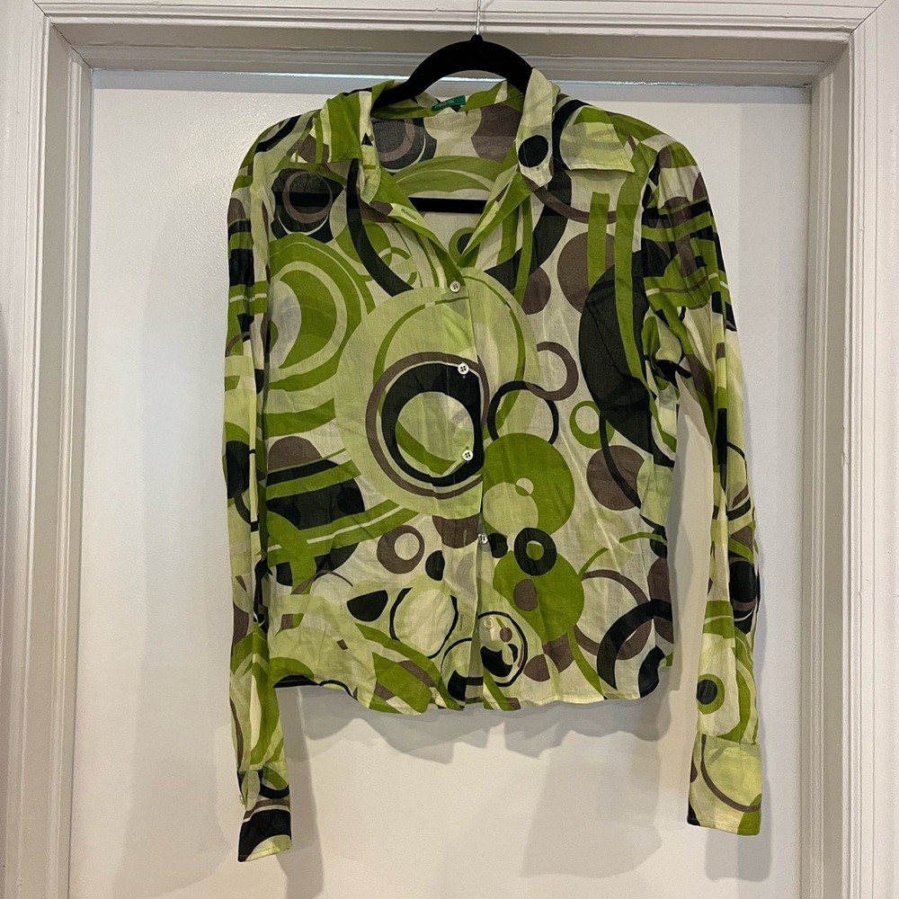 vintage united colors of benton patterned button down